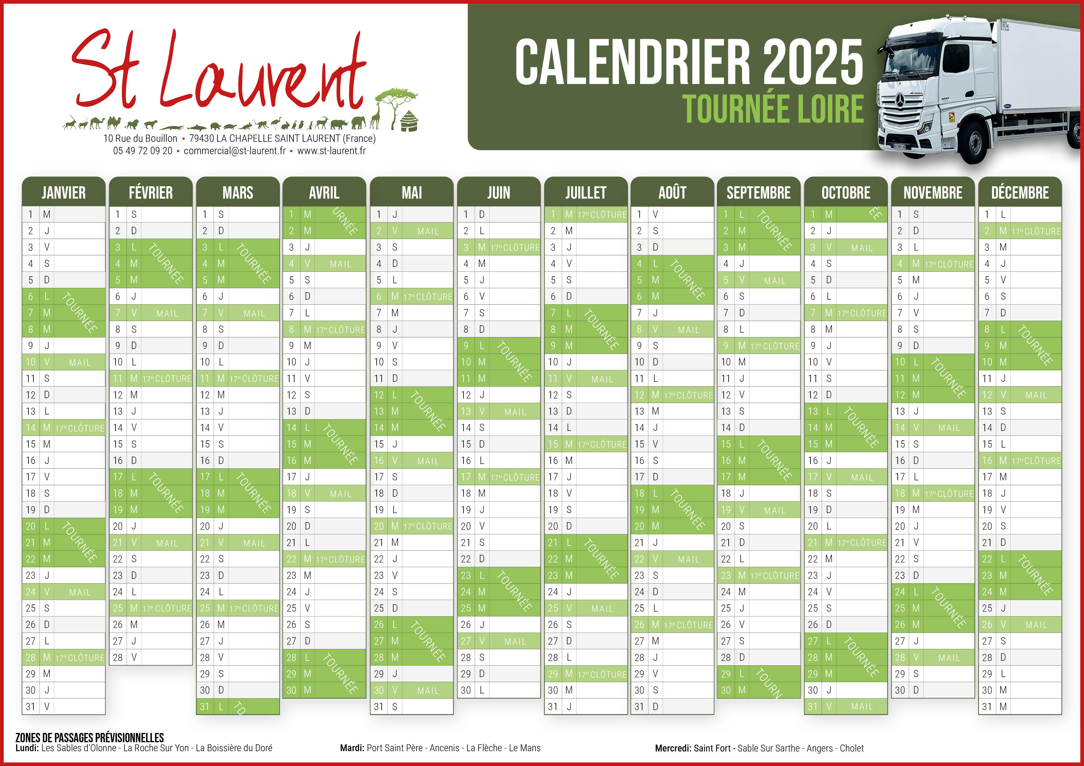 Calendrier tournée Loire 2025